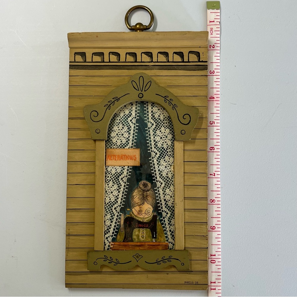 Vintage Folk Art Mixed Media Assemblage Wall Decor Picture Signed - Picture 6 of 9